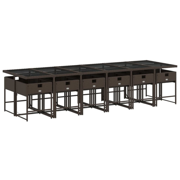 Set mobilier de grădină, 13 piese, maro, cu perne, poliratan - WALTI WALTI