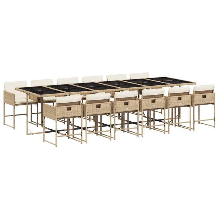 Set mobilier de grădină cu perne, 13 piese, bej, poliratan - WALTI WALTI