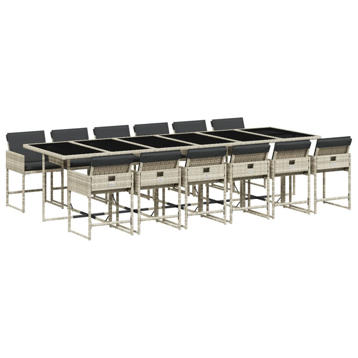 Set mobilier de grădină cu perne 13 piese gri deschis poliratan - WALTI WALTI