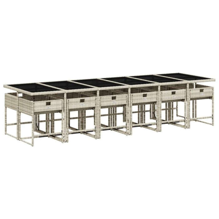 Set mobilier de grădină cu perne 13 piese gri deschis poliratan - WALTI WALTI