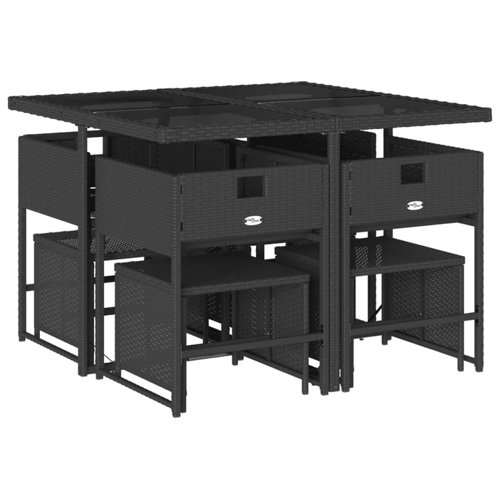 Set mobilier de grădină cu perne, 9 piese, negru, poliratan - WALTI WALTI