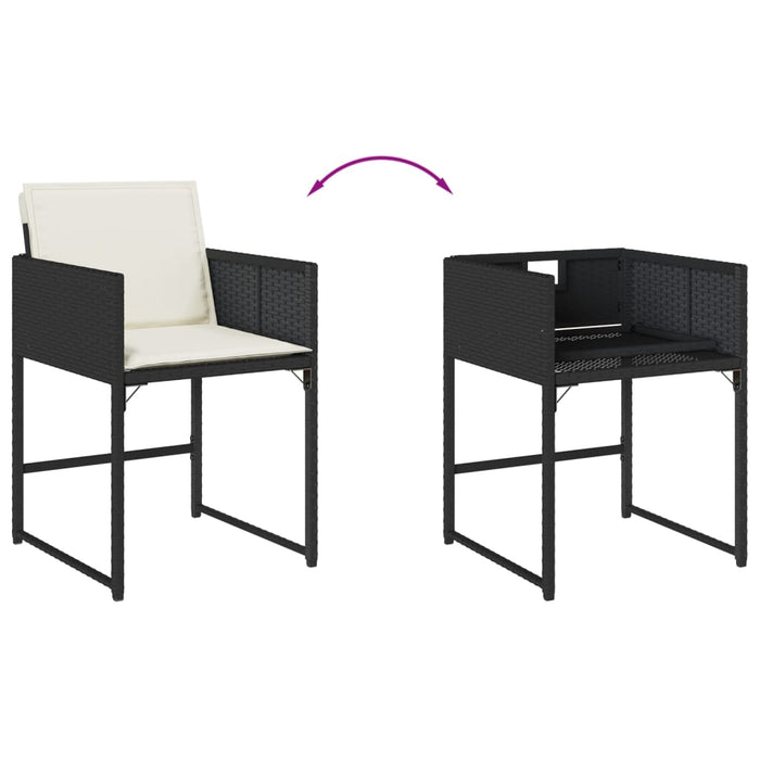 Set mobilier de grădină cu perne, 9 piese, negru, poliratan - WALTI WALTI
