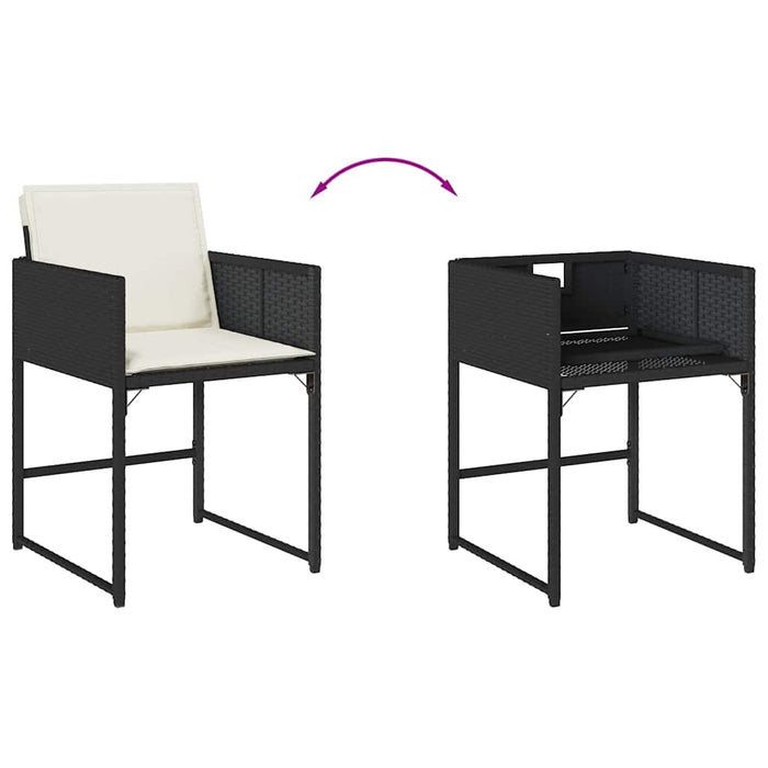 Set mobilier de grădină cu perne, 9 piese, negru, poliratan - WALTI WALTI