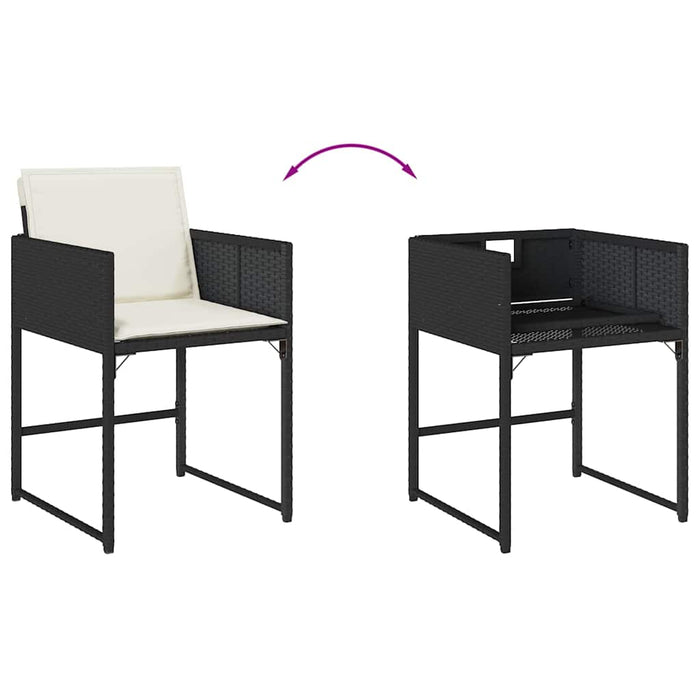Set mobilier de exterior cu perne, 11 piese, negru, poliratan - WALTI WALTI