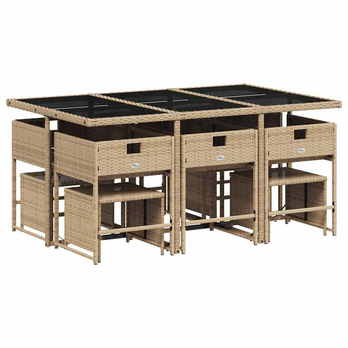 Set mobilier de grădină cu perne, 11 piese, bej, poliratan - WALTI WALTI