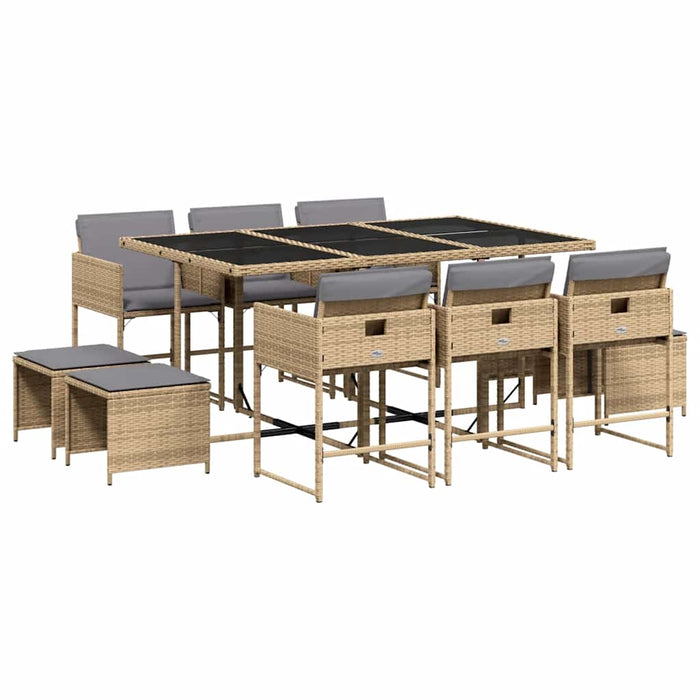 Set mobilier grădină cu perne, 11 piese bej combinat poliratan - WALTI WALTI