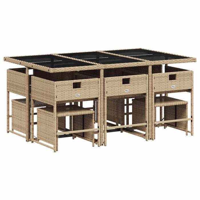 Set mobilier grădină cu perne, 11 piese bej combinat poliratan - WALTI WALTI