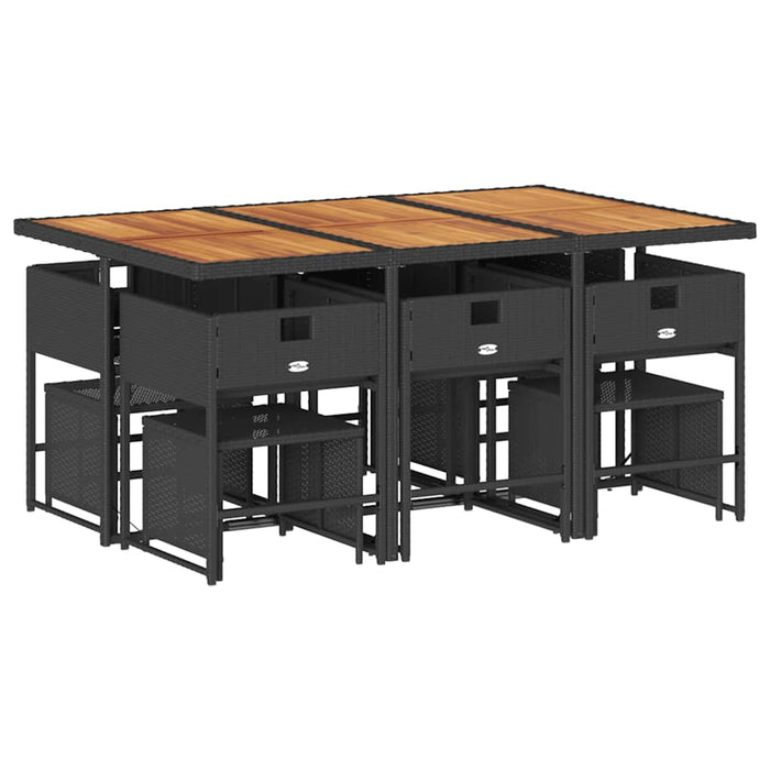 Set mobilier de exterior cu perne, 11 piese, negru, poliratan - WALTI WALTI