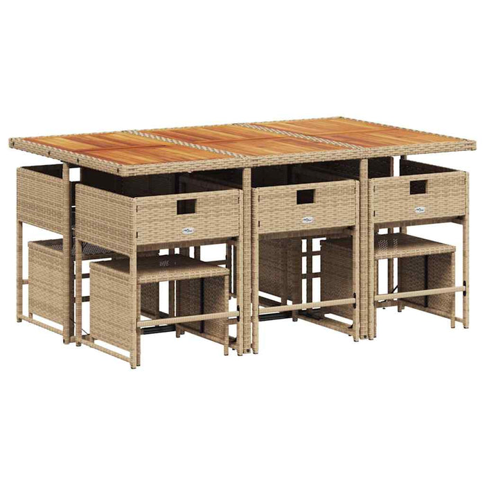 Set mobilier de grădină cu perne, 11 piese, bej, poliratan - WALTI WALTI