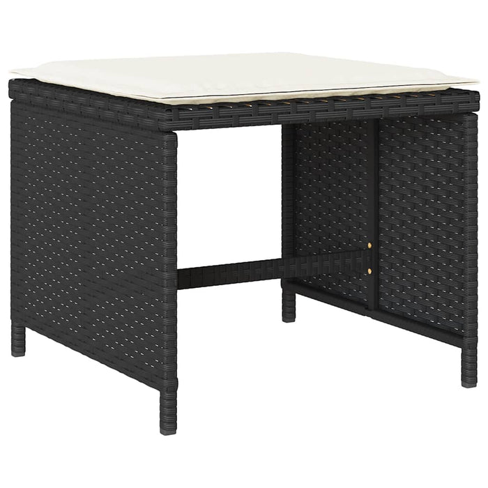 Set mobilier de grădină cu perne, 13 piese, negru, poliratan WALTI