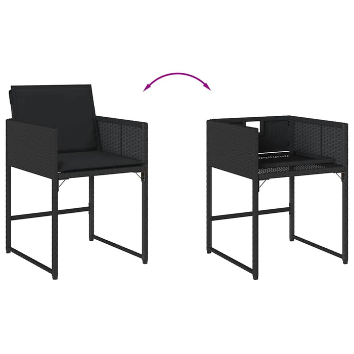Set mobilier de grădină cu perne, 13 piese, negru, poliratan WALTI