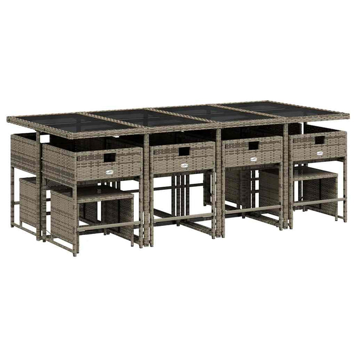 Set mobilier de grădină cu perne, 13 piese, gri, poliratan - WALTI WALTI