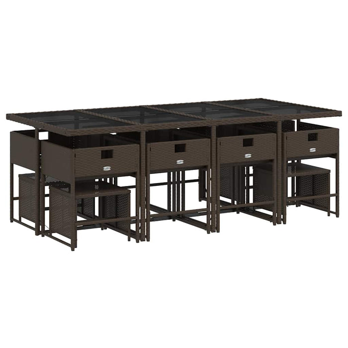 Set mobilier de grădină, 13 piese, maro, cu perne, poliratan - WALTI WALTI