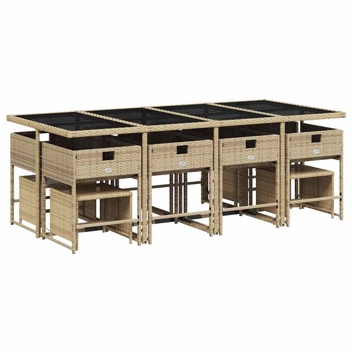 Set mobilier grădină cu perne, 13 piese, bej combinat poliratan - WALTI WALTI