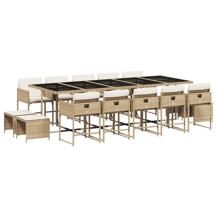Set mobilier de grădină cu perne, 15 piese, bej, poliratan - WALTI WALTI