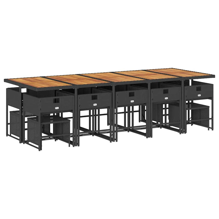 Set mobilier de grădină cu perne, 15 piese, negru, poliratan - WALTI WALTI