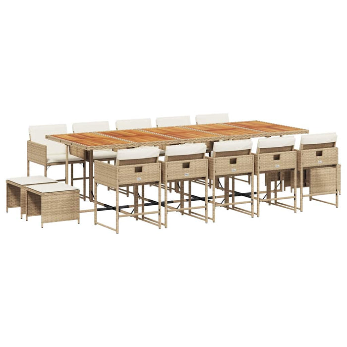 Set mobilier de grădină cu perne, 15 piese, bej, poliratan - WALTI WALTI