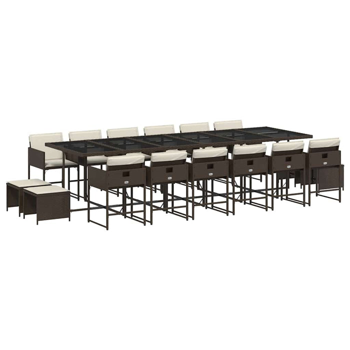 Set mobilier de grădină cu perne, 17 piese, maro, poliratan WALTI