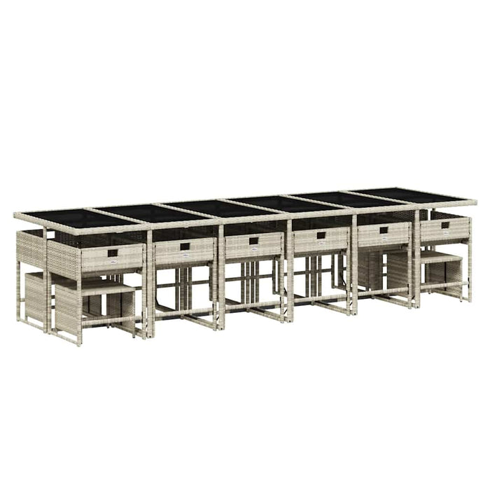 Set mobilier de grădină cu perne 17 piese gri deschis poliratan - WALTI WALTI