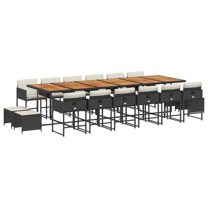 Set mobilier de grădină cu perne, 17 piese, negru, poliratan - WALTI WALTI