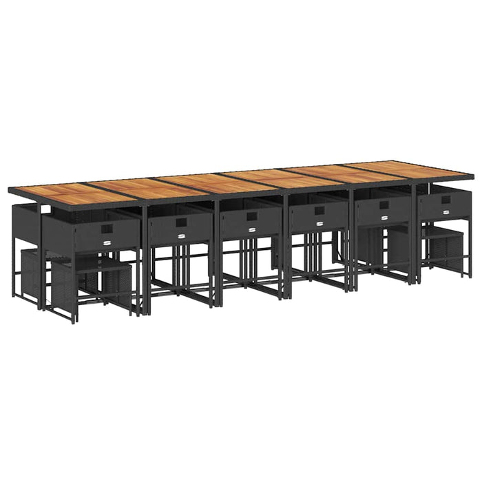 Set mobilier de grădină cu perne, 17 piese, negru, poliratan - WALTI WALTI