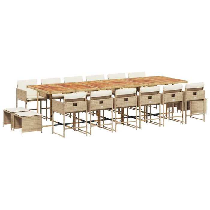 Set mobilier de grădină cu perne, 17 piese, bej, poliratan - WALTI WALTI