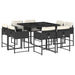 Set mobilier de grădină cu perne, 9 piese, negru, poliratan - WALTI WALTI