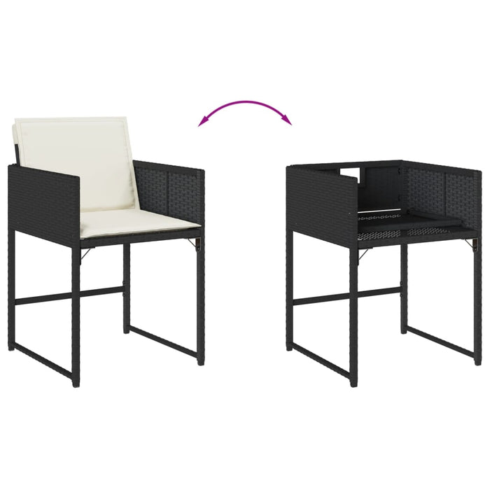 Set mobilier de grădină cu perne, 9 piese, negru, poliratan - WALTI WALTI