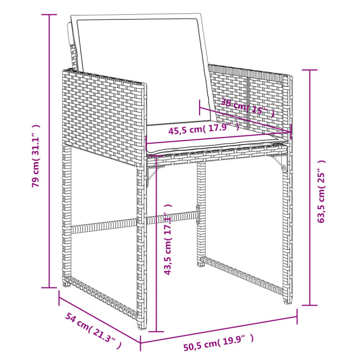 Set mobilier de grădină cu perne, 9 piese, negru, poliratan - WALTI WALTI