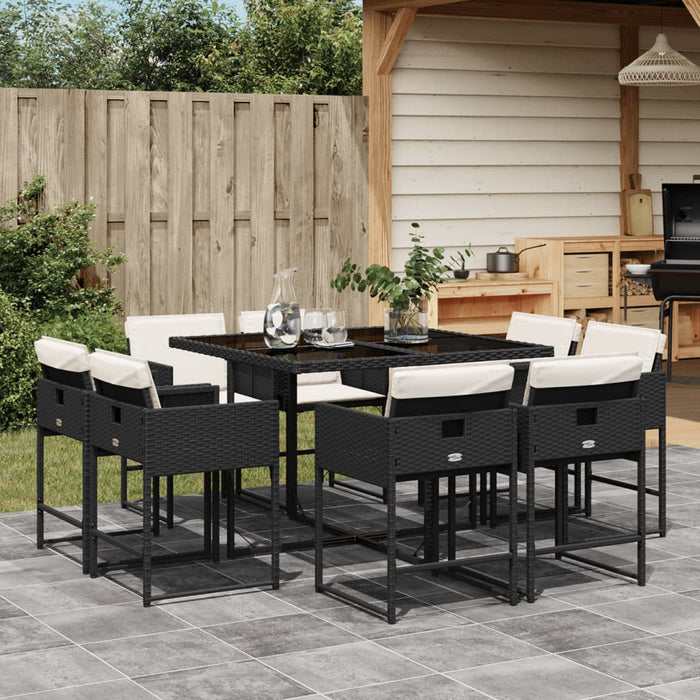Set mobilier de grădină cu perne, 9 piese, negru, poliratan - WALTI WALTI