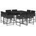Set mobilier de grădină cu perne, 9 piese, negru, poliratan - WALTI WALTI