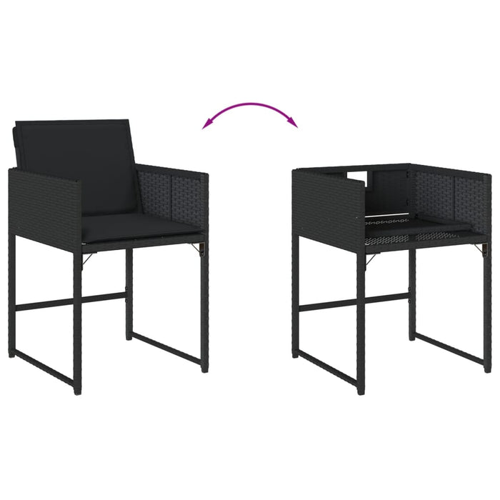 Set mobilier de grădină cu perne, 9 piese, negru, poliratan - WALTI WALTI