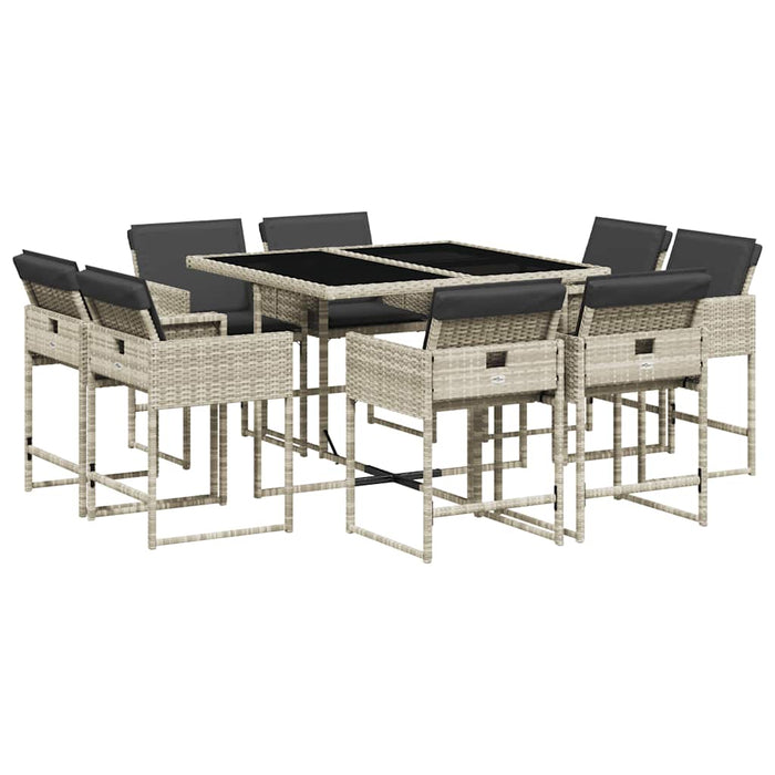 Set mobilier grădină cu perne, 9 piese, gri deschis, poliratan - WALTI WALTI