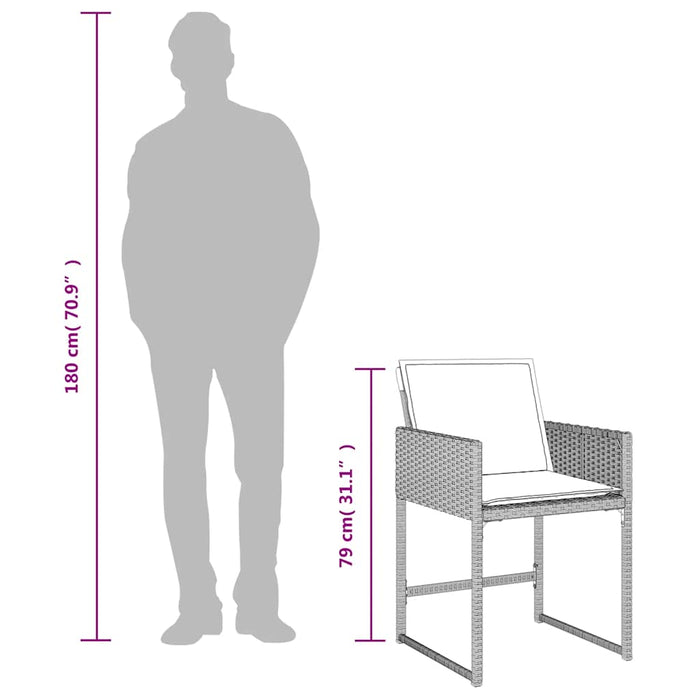 Set mobilier grădină cu perne, 9 piese, gri deschis, poliratan - WALTI WALTI