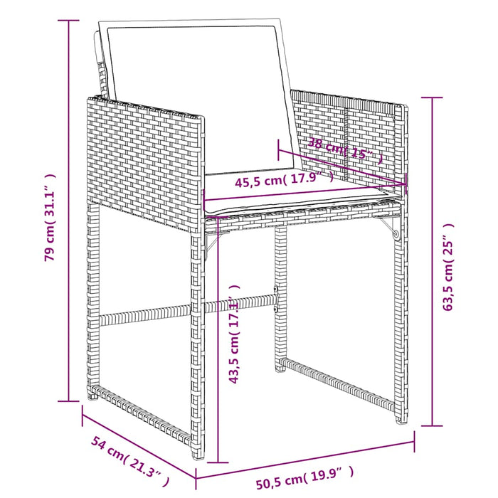 Set mobilier grădină cu perne, 9 piese, gri, poliratan - WALTI WALTI