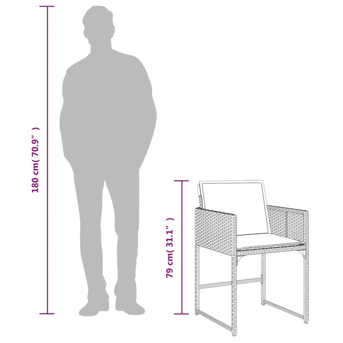 Set mobilier grădină cu perne, 9 piese, gri, poliratan - WALTI WALTI