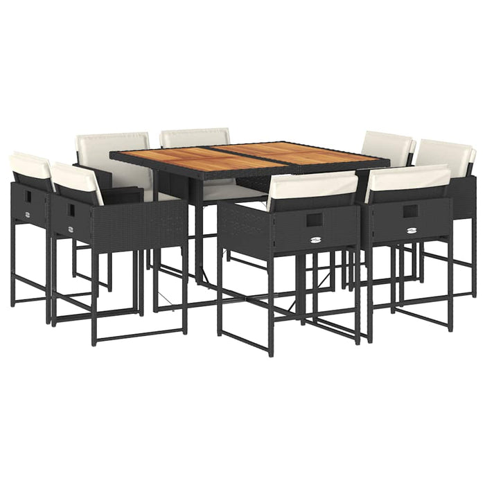 Set mobilier de grădină cu perne, 9 piese, negru, poliratan - WALTI WALTI