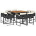 Set mobilier de grădină cu perne, 9 piese, negru, poliratan - WALTI WALTI