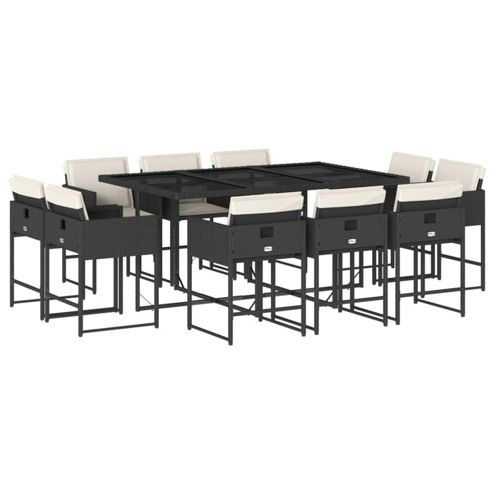 Set mobilier de exterior cu perne, 11 piese, negru, poliratan - WALTI WALTI