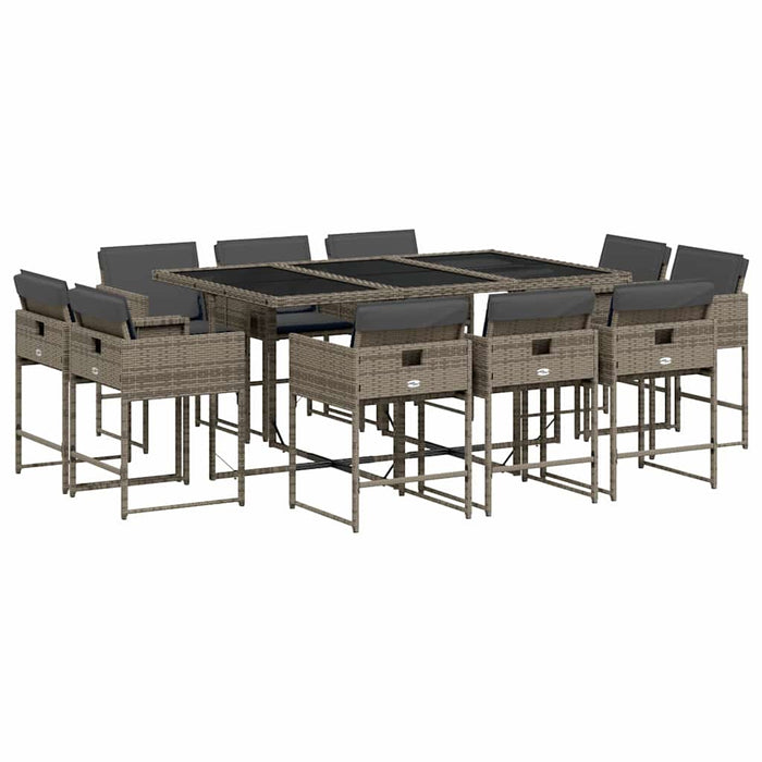 Set mobilier de grădină cu perne, 11 piese, gri, poliratan - WALTI WALTI