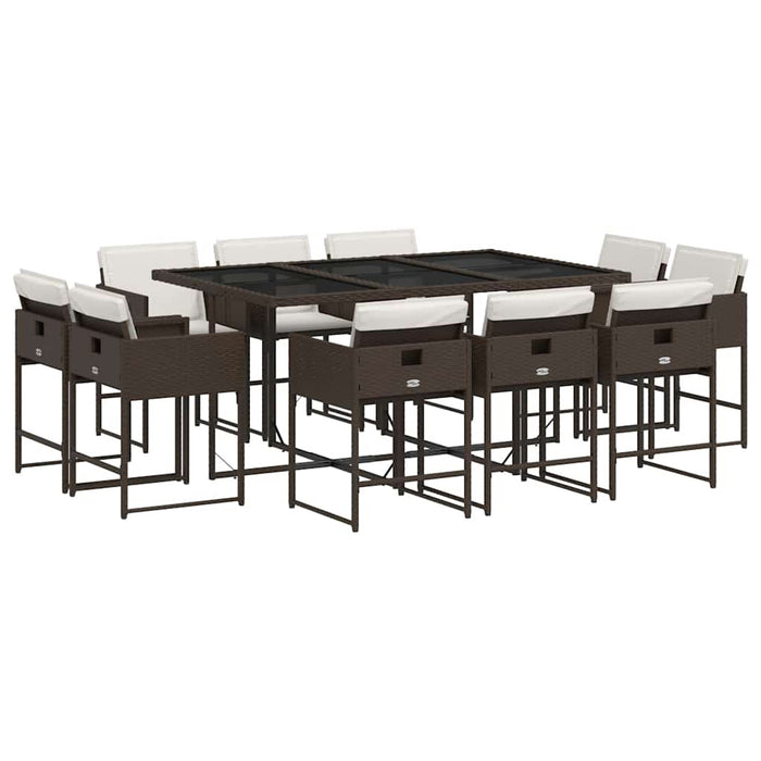 Set mobilier de grădină cu perne, 11 piese, maro, poliratan WALTI