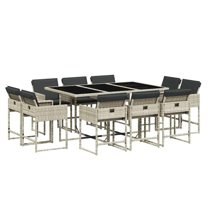 Set mobilier de grădină cu perne 11 piese gri deschis poliratan - WALTI WALTI