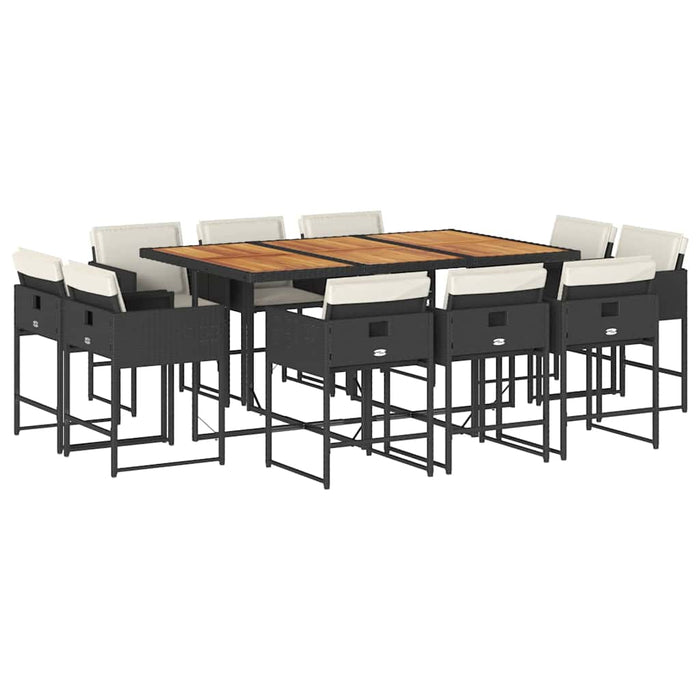 Set mobilier de exterior cu perne, 11 piese, negru, poliratan - WALTI WALTI