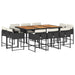 Set mobilier de exterior cu perne, 11 piese, negru, poliratan - WALTI WALTI