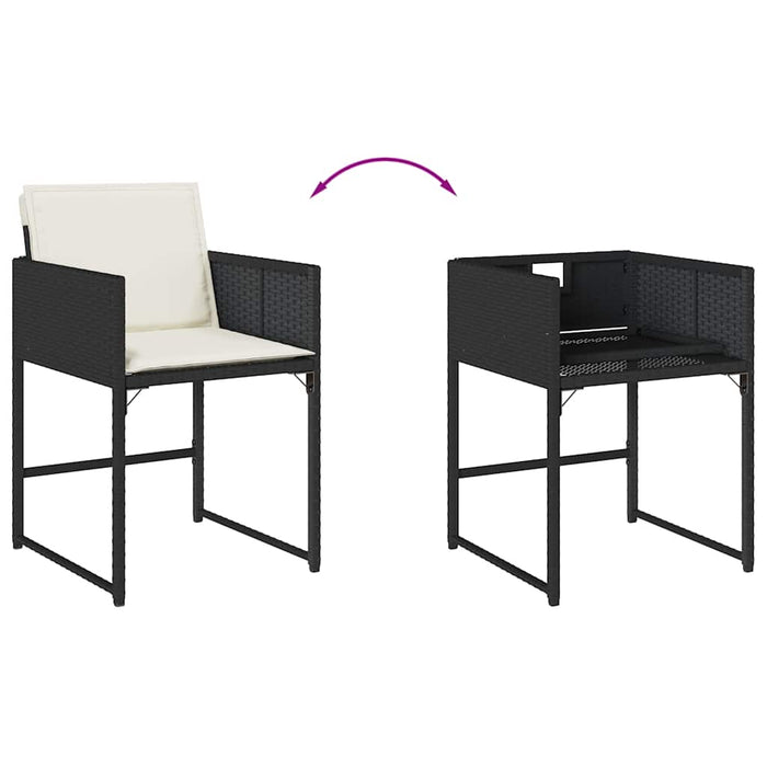 Set mobilier de exterior cu perne, 11 piese, negru, poliratan - WALTI WALTI