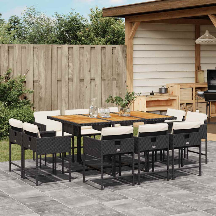 Set mobilier de exterior cu perne, 11 piese, negru, poliratan - WALTI WALTI