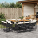 Set mobilier de exterior cu perne, 11 piese, negru, poliratan - WALTI WALTI