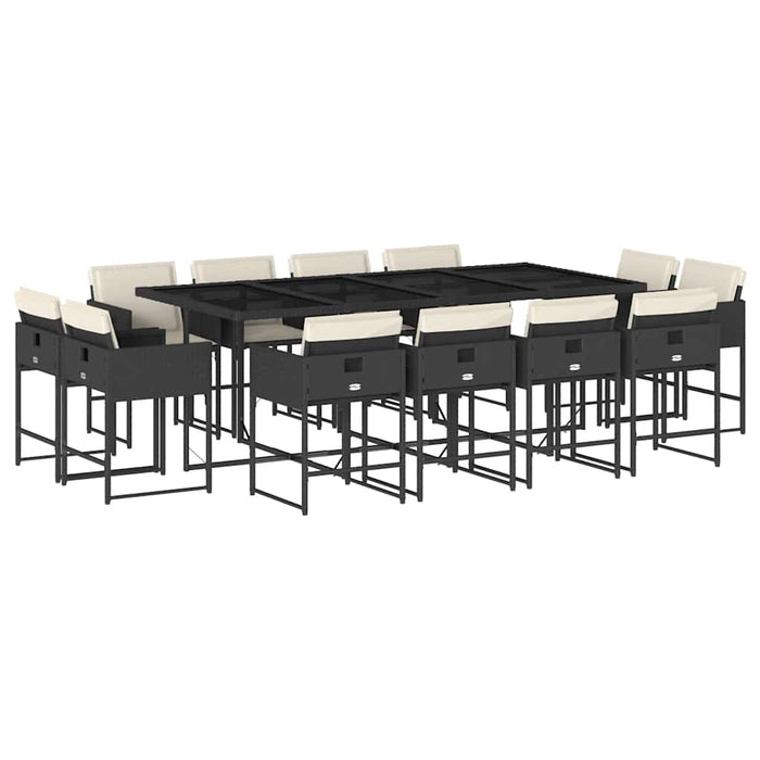 Set mobilier de grădină cu perne, 13 piese, negru, poliratan - WALTI WALTI