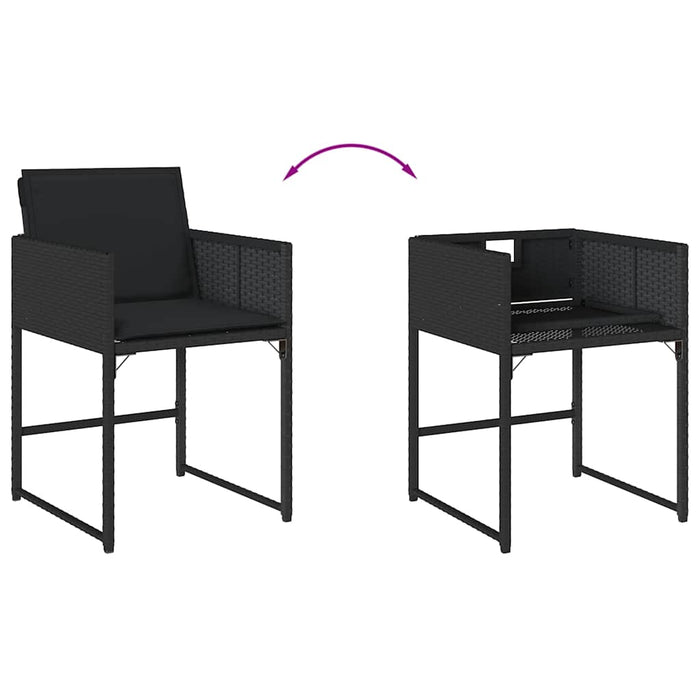 Set mobilier de grădină cu perne, 13 piese, negru, poliratan WALTI