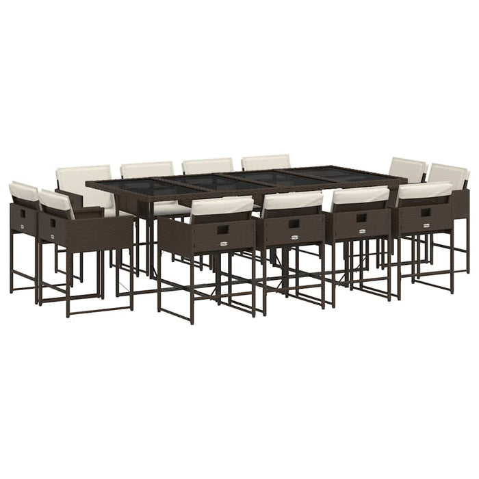 Set mobilier de grădină, 13 piese, maro, cu perne, poliratan - WALTI WALTI